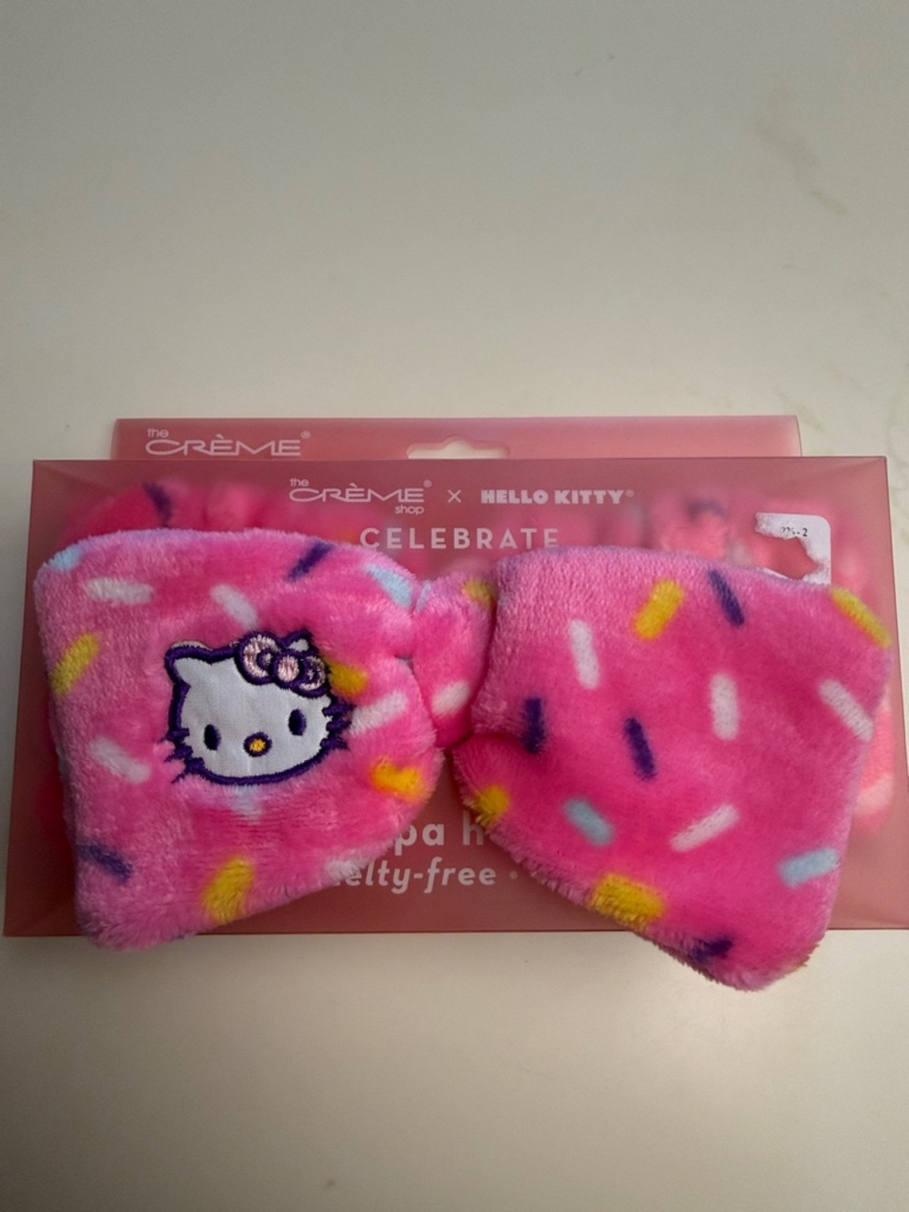 Hello Kitty Pink Plush Bow Headband with Multicolor Sprinkles